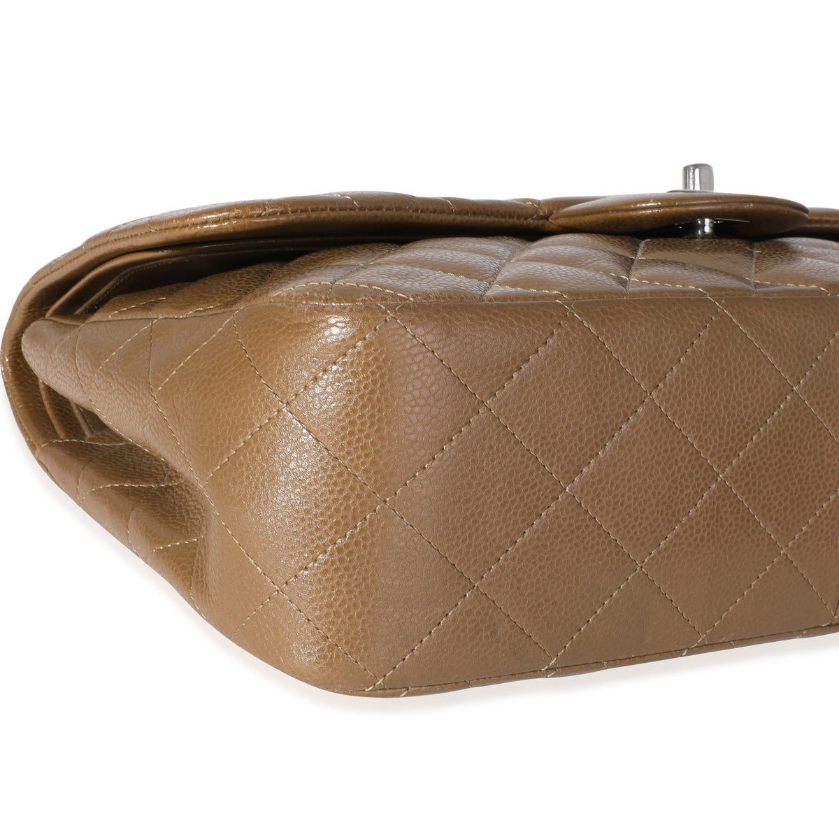 Chanel Khaki Caviar Quilted Jumbo Classic Double Flap Bag