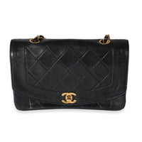 Chanel Vintage Black Quilted Lambskin Diana Bag