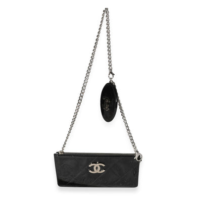 Chanel Black Quilted Patent Leather Chain Pochette