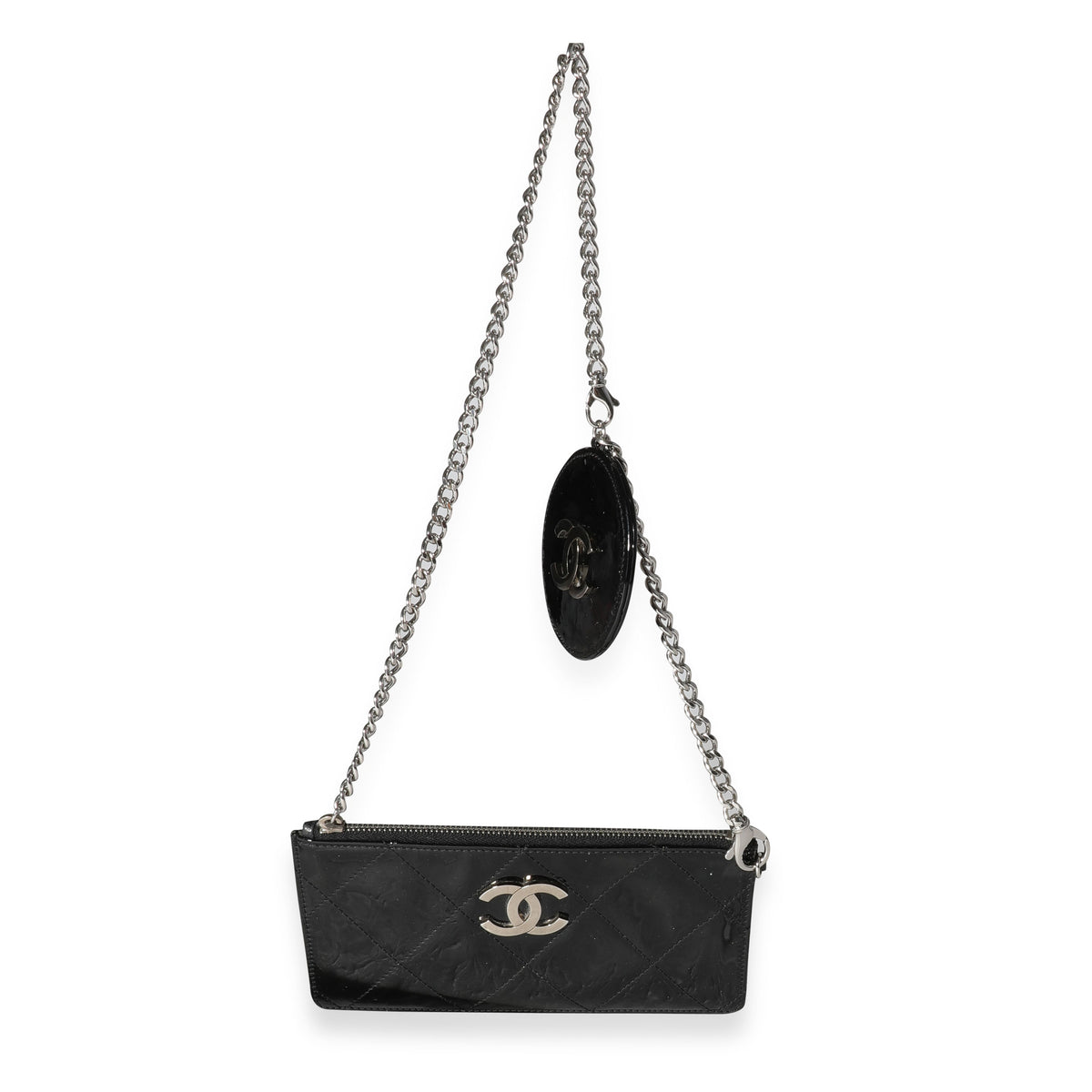 Chanel Black Quilted Patent Leather Chain Pochette, myGemma