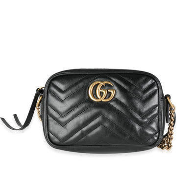 Gucci Black Matelassé Leather Mini Marmont Bag