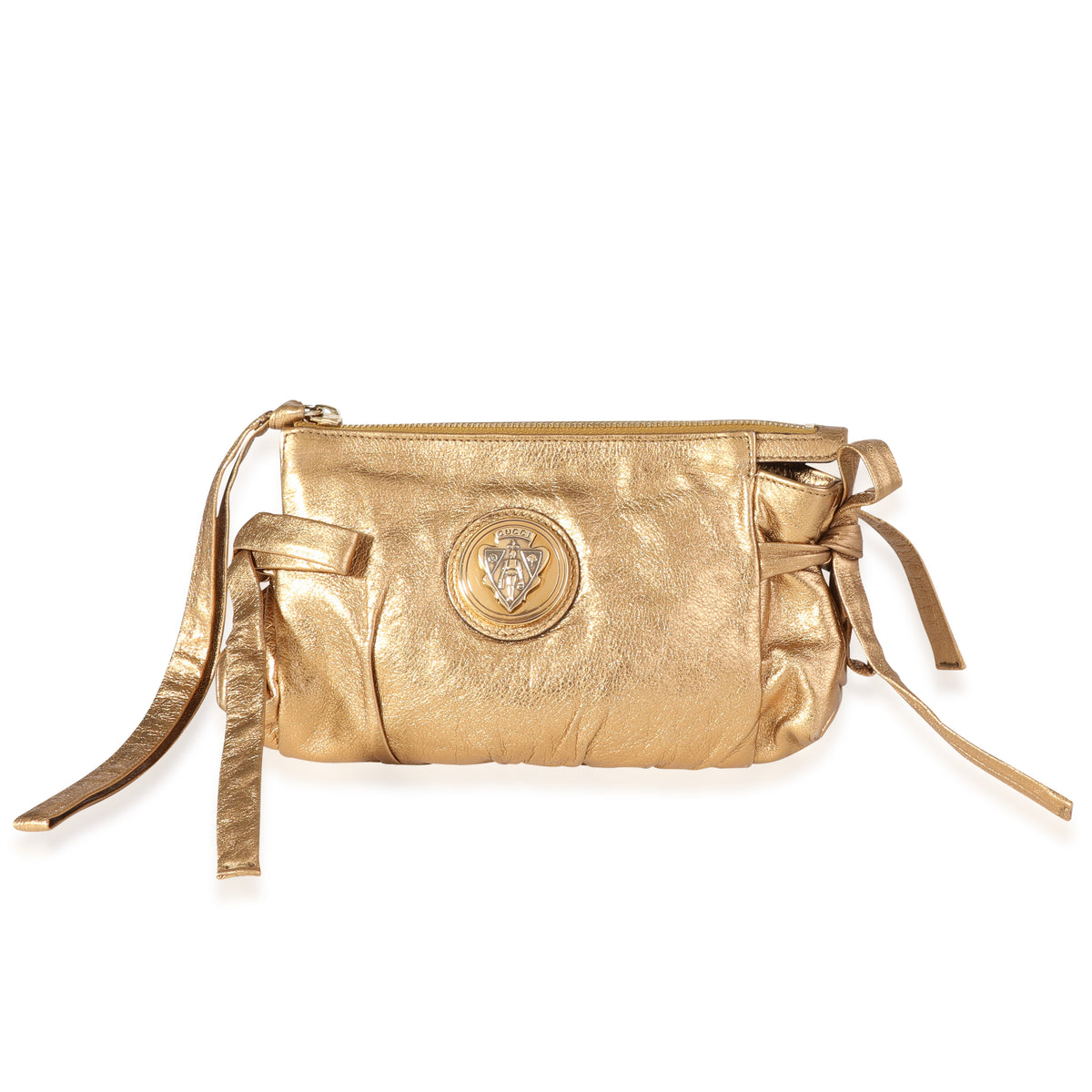 Gucci Metallic Gold Leather Hysteria Clutch