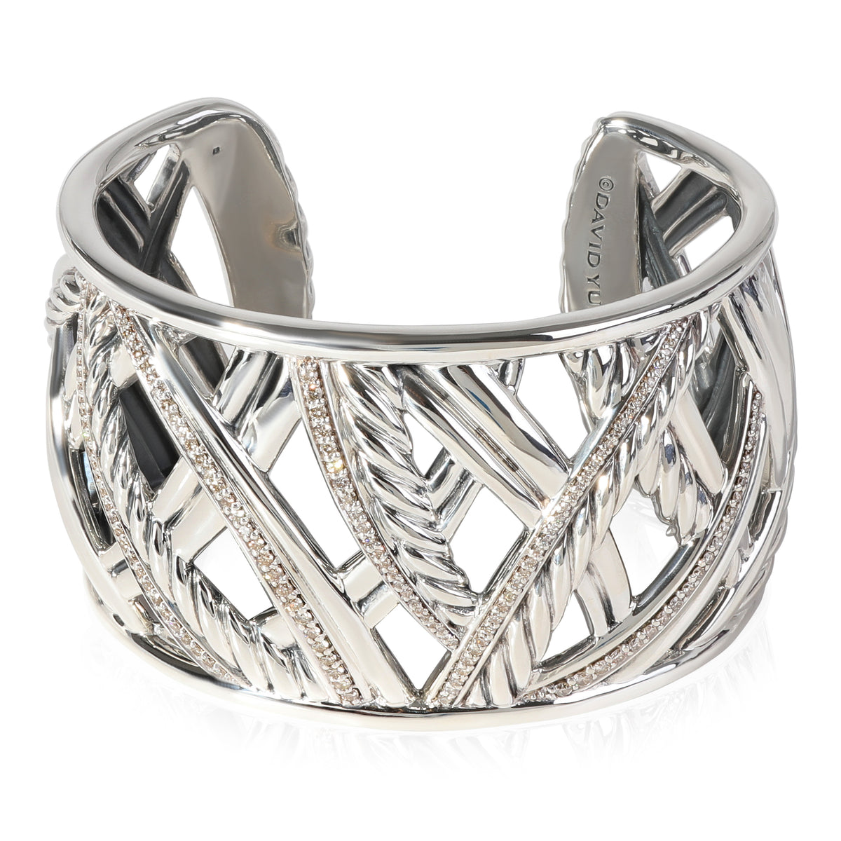 David Yurman Papyrus Diamond Cuff in  Sterling Silver 1.15 CTW