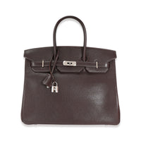 Hermès Chocolat Chévre De Coromandel Birkin 35 PHW