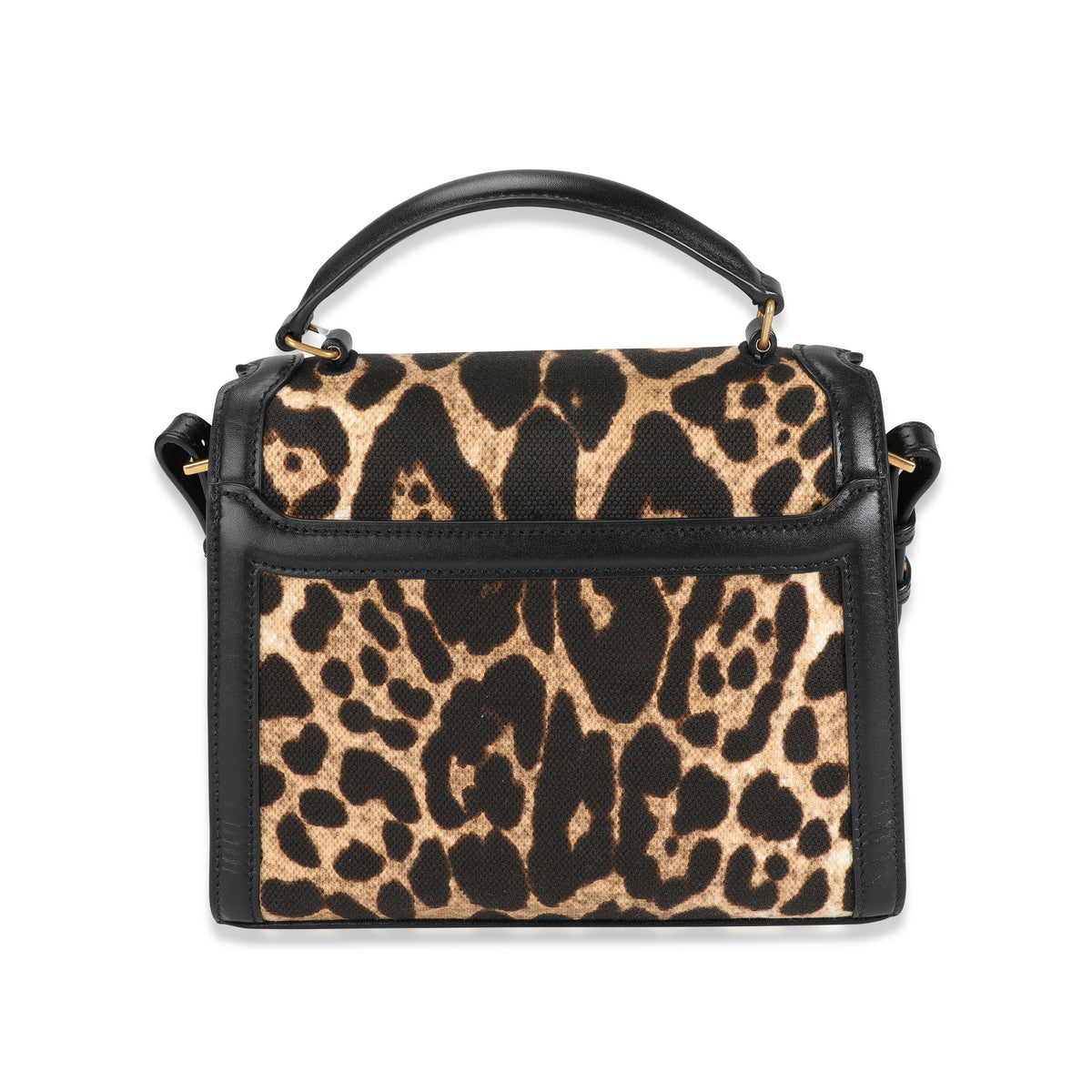 Saint Laurent Leopard Print Canvas & Black Leather Mini Cassandra Bag