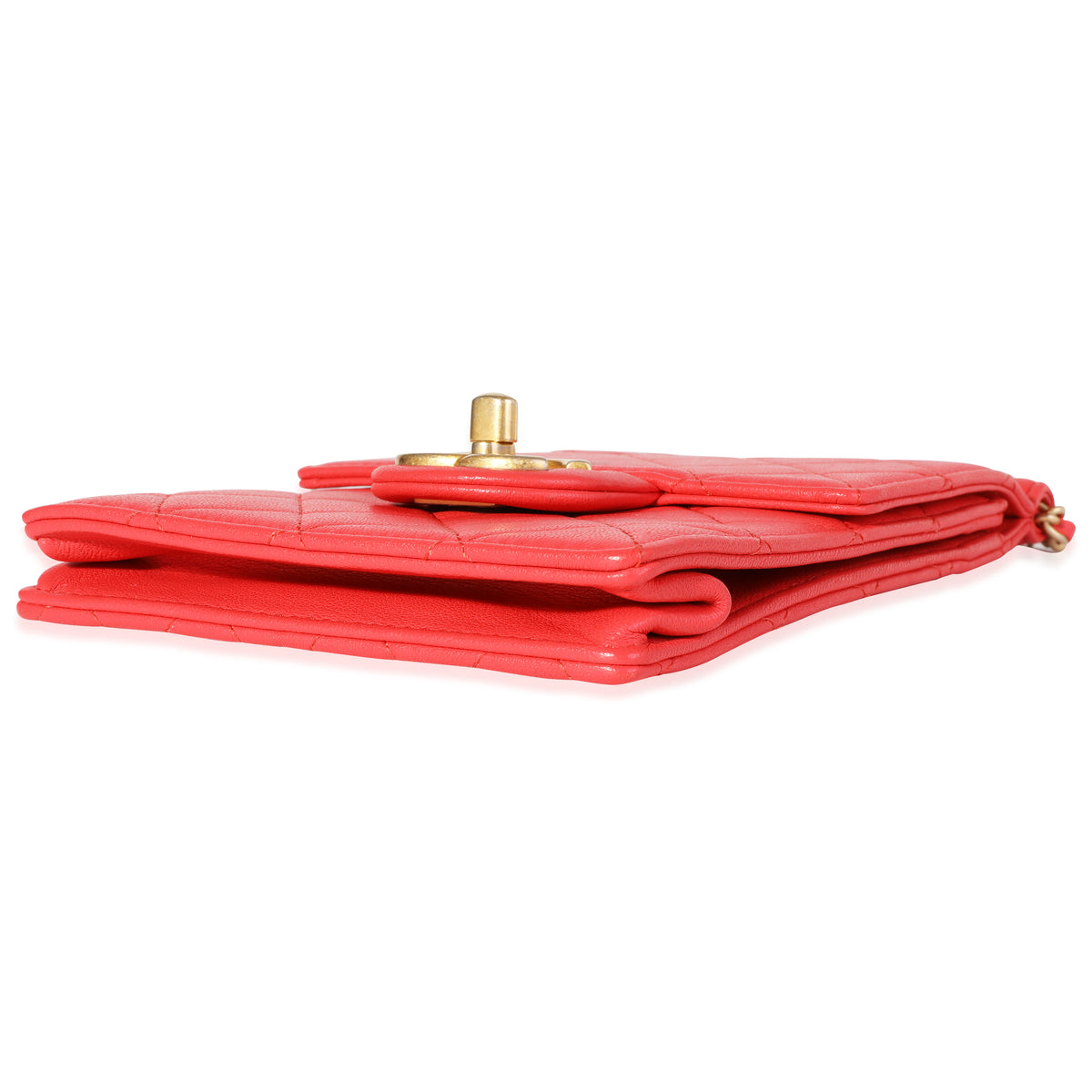 Chanel Red Quilted Calfskin Pearl Clutch on Chain