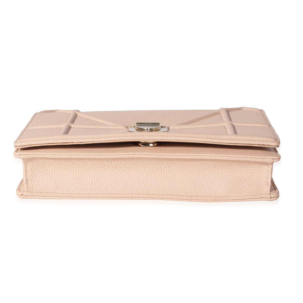 Christian Dior Beige Grained Calfskin Leather Diorama Wallet on