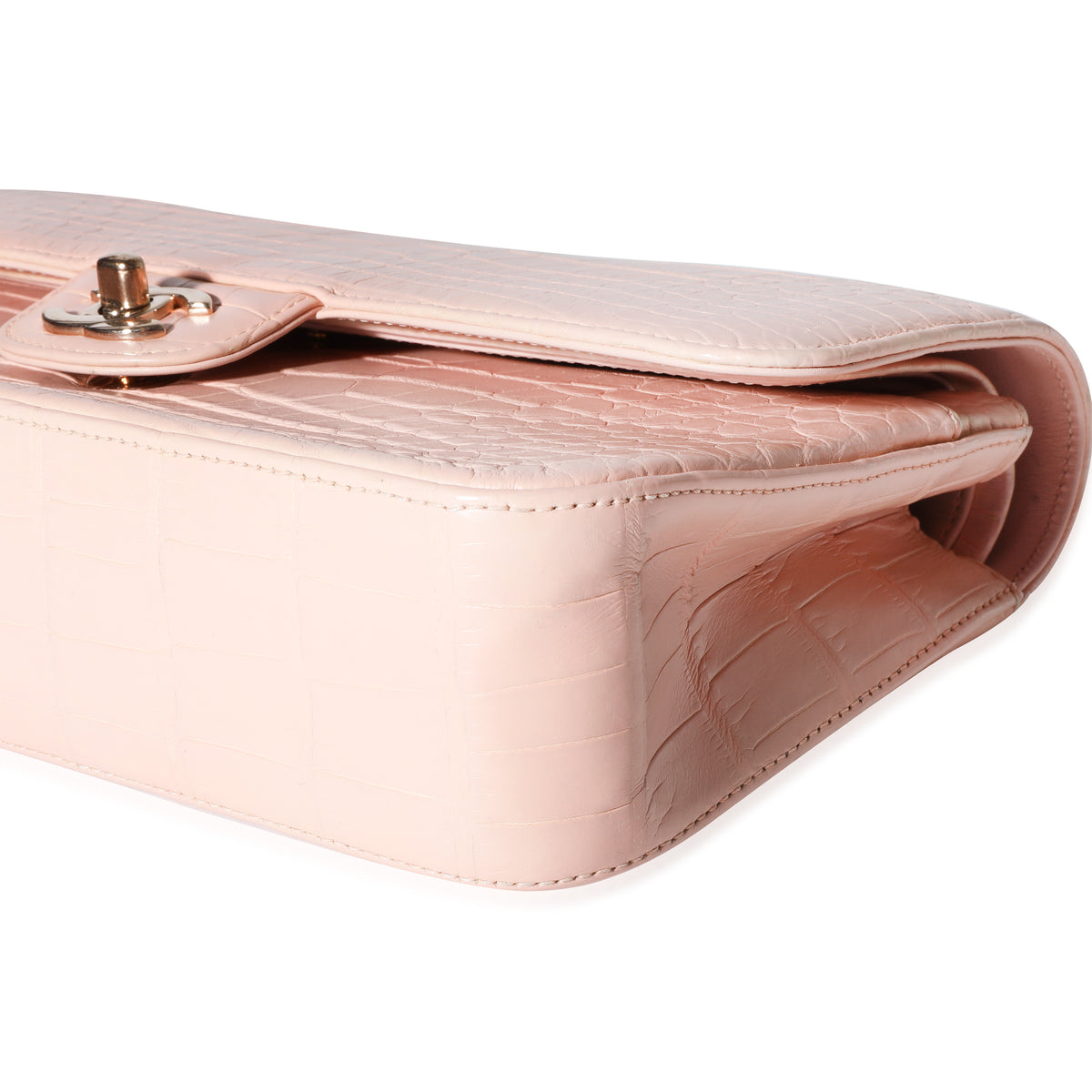 Chanel Alligator Medium Classic Double Flap Bag - Pink Shoulder
