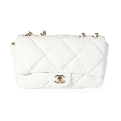 Chanel White Quilted Lambskin Bubble Flap Bag