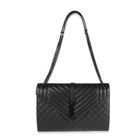 Saint Laurent So Black Mixed Matelassé Grain De Poudre Large Envelope Bag