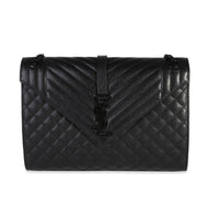 Saint Laurent So Black Mixed Matelassé Grain De Poudre Large Envelope Bag