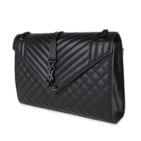 Saint Laurent So Black Mixed Matelassé Grain De Poudre Large Envelope Bag