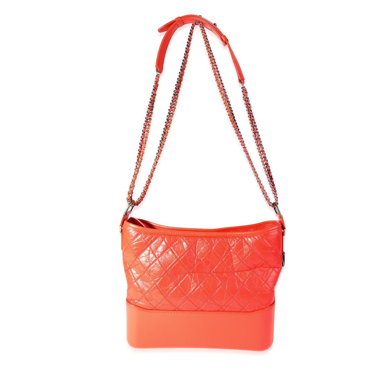 Chanel Orange Quilted Aged Calfskin Large Gabrielle Hobo