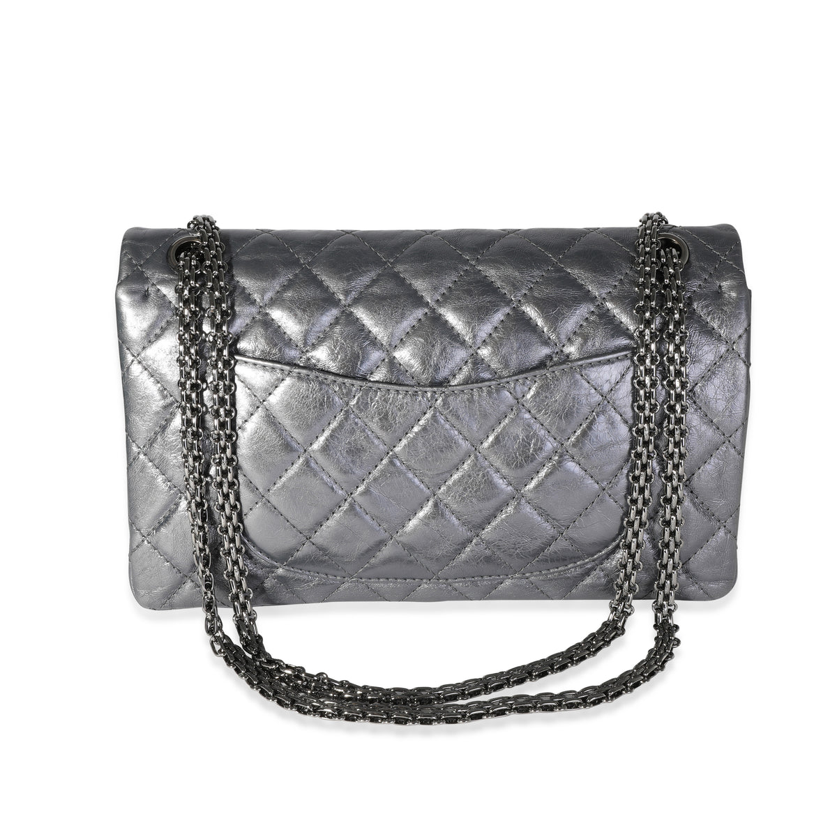 Chanel Silver Metallic Quilted Aged Calfskin Reissue 2.55 226