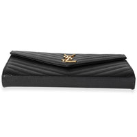 Saint Laurent Black Grain De Poudre Large Envelope Chain Wallet