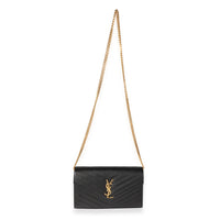 Saint Laurent Black Grain De Poudre Large Envelope Chain Wallet