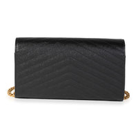 Saint Laurent Black Grain De Poudre Large Envelope Chain Wallet