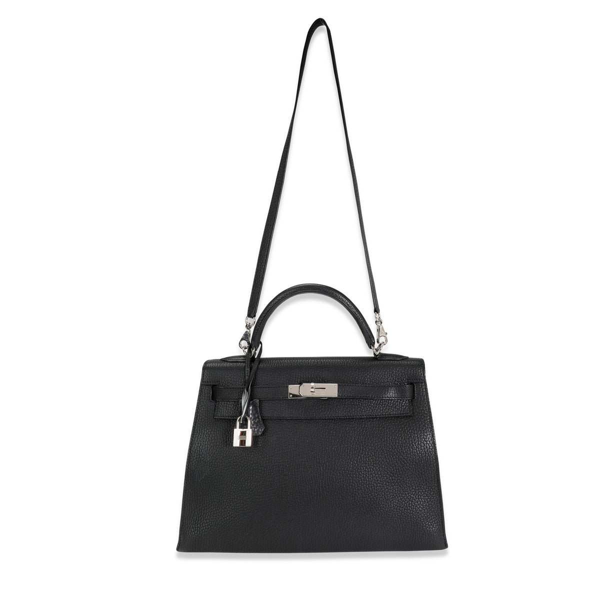 Hermès Black Fjord Sellier Kelly 32 PHW