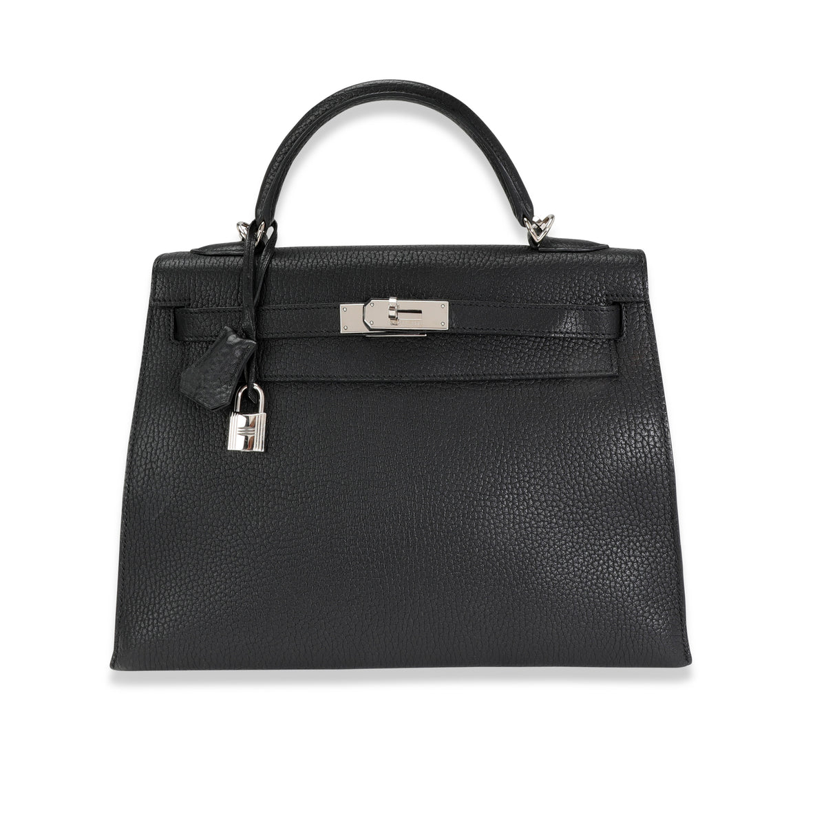 Hermès Black Fjord Sellier Kelly 32 PHW