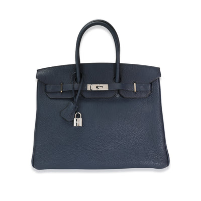 Hermès Bleu Obscurs Fjord Birkin 35 PHW