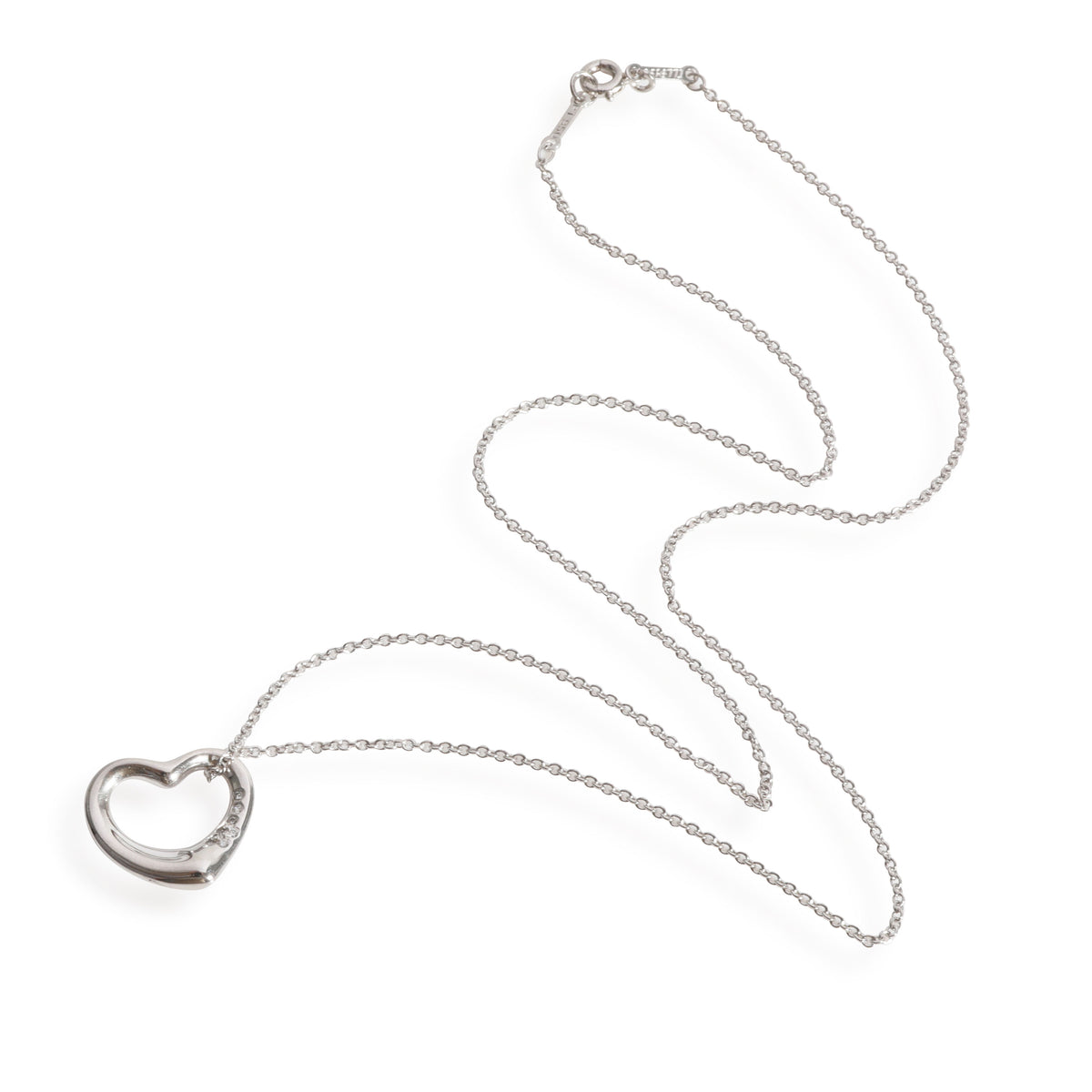 Tiffany & Co. Elsa Peretti Open Heart Diamond Pendant in 950 Platinum 0.04  CTW, myGemma