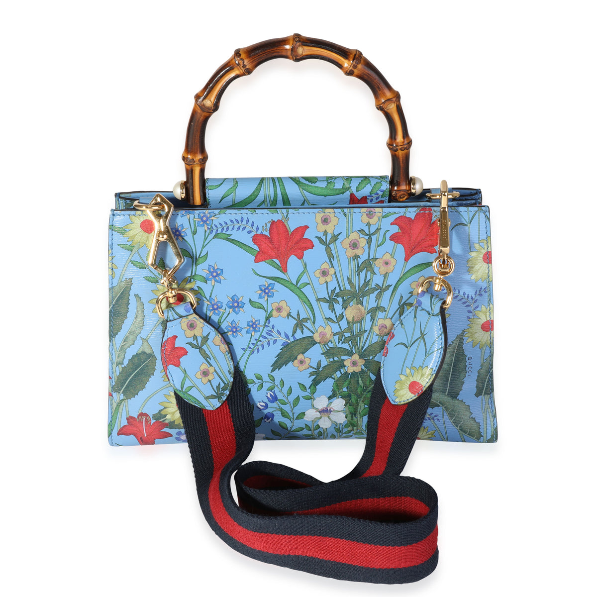 Gucci Bamboo Web New Flora Small Nymphaea Top Handle