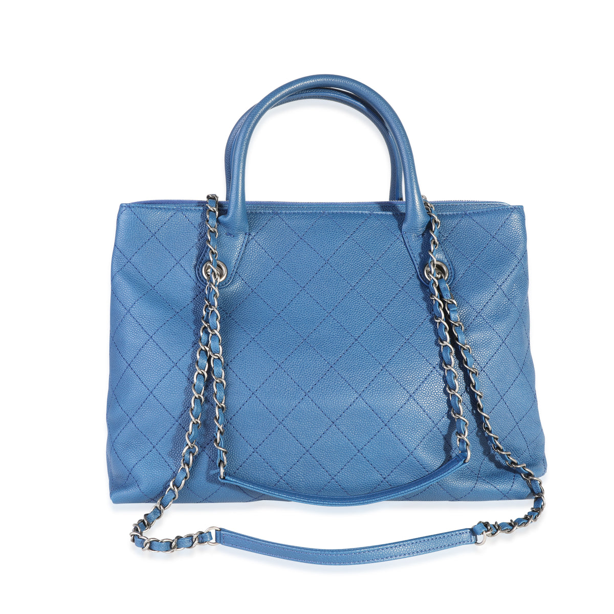 Chanel Blue Quilted Caviar Urban Shopping Tote