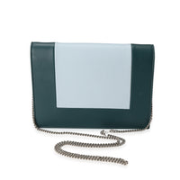 Celine Green & Blue Lambskin Frame Evening Clutch On Chain