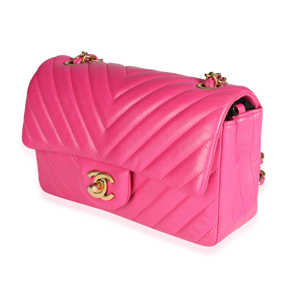 Chanel Pink Mini Chevron Classic Flap