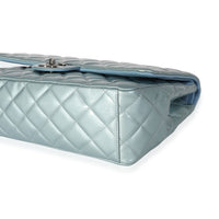 Chanel Light Blue Quilted Patent Leather Maxi Classic Double Flap