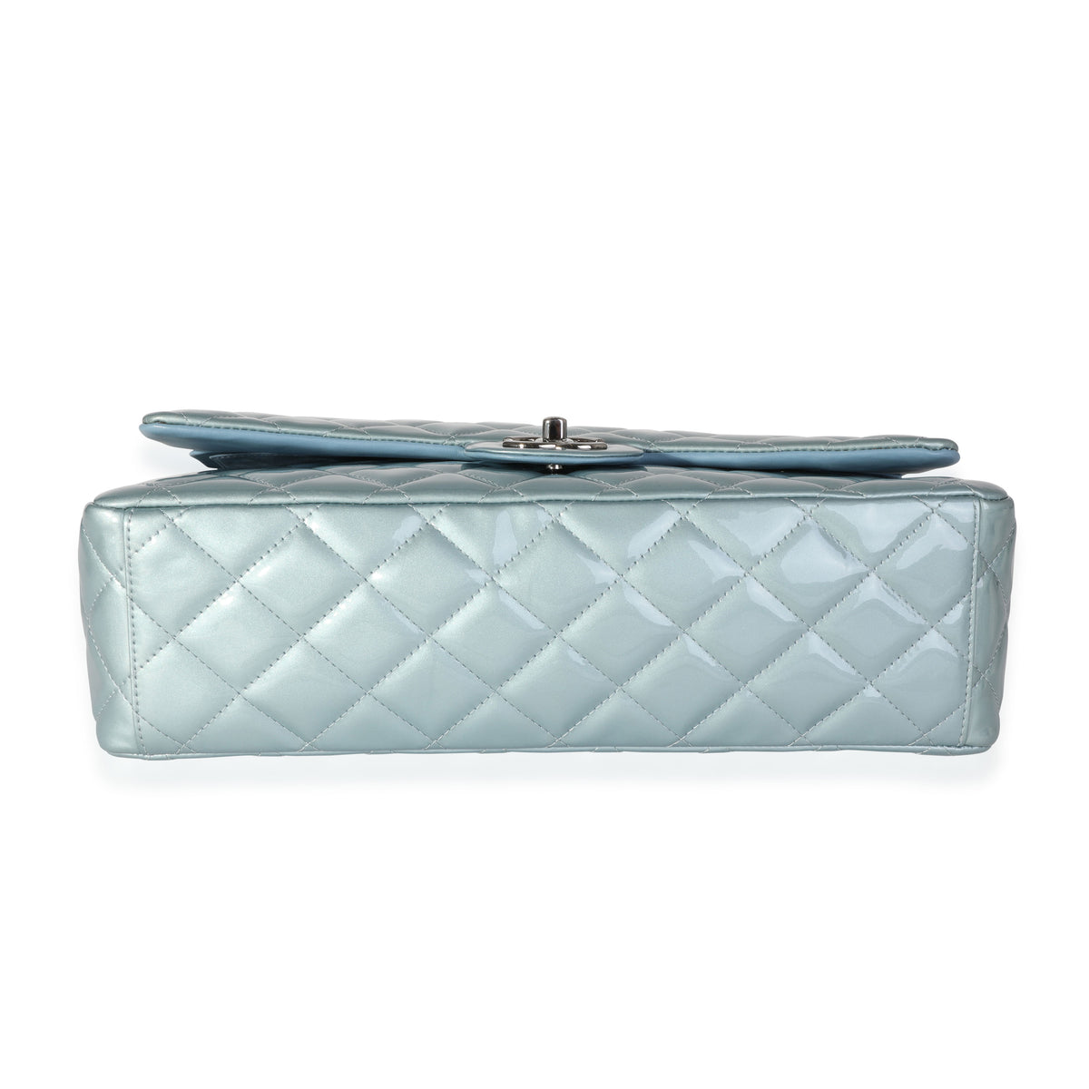 Chanel Light Blue Quilted Patent Leather Maxi Classic Double Flap