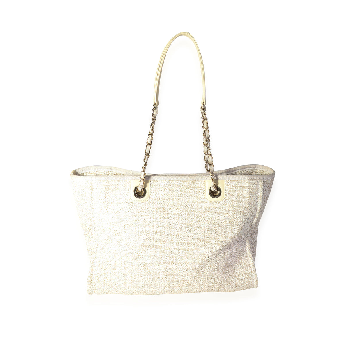 Chanel Ivory Metallic Tweed Small Deauville Tote