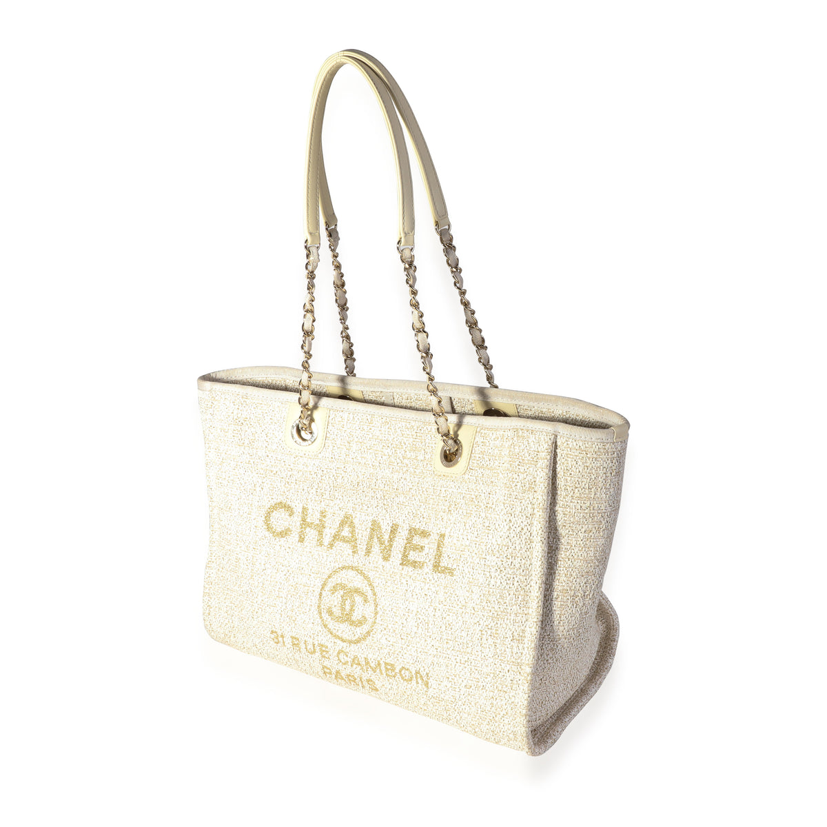 Chanel Ivory Metallic Tweed Small Deauville Tote, myGemma, QA