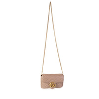 Gucci Taupe Matelassé Leather GG Marmont Super Mini Shoulder Bag