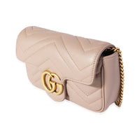 Gucci Taupe Matelassé Leather GG Marmont Super Mini Shoulder Bag