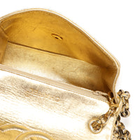 Chanel Vintage Gold Quilted Lambskin Mini Square Flap Bag