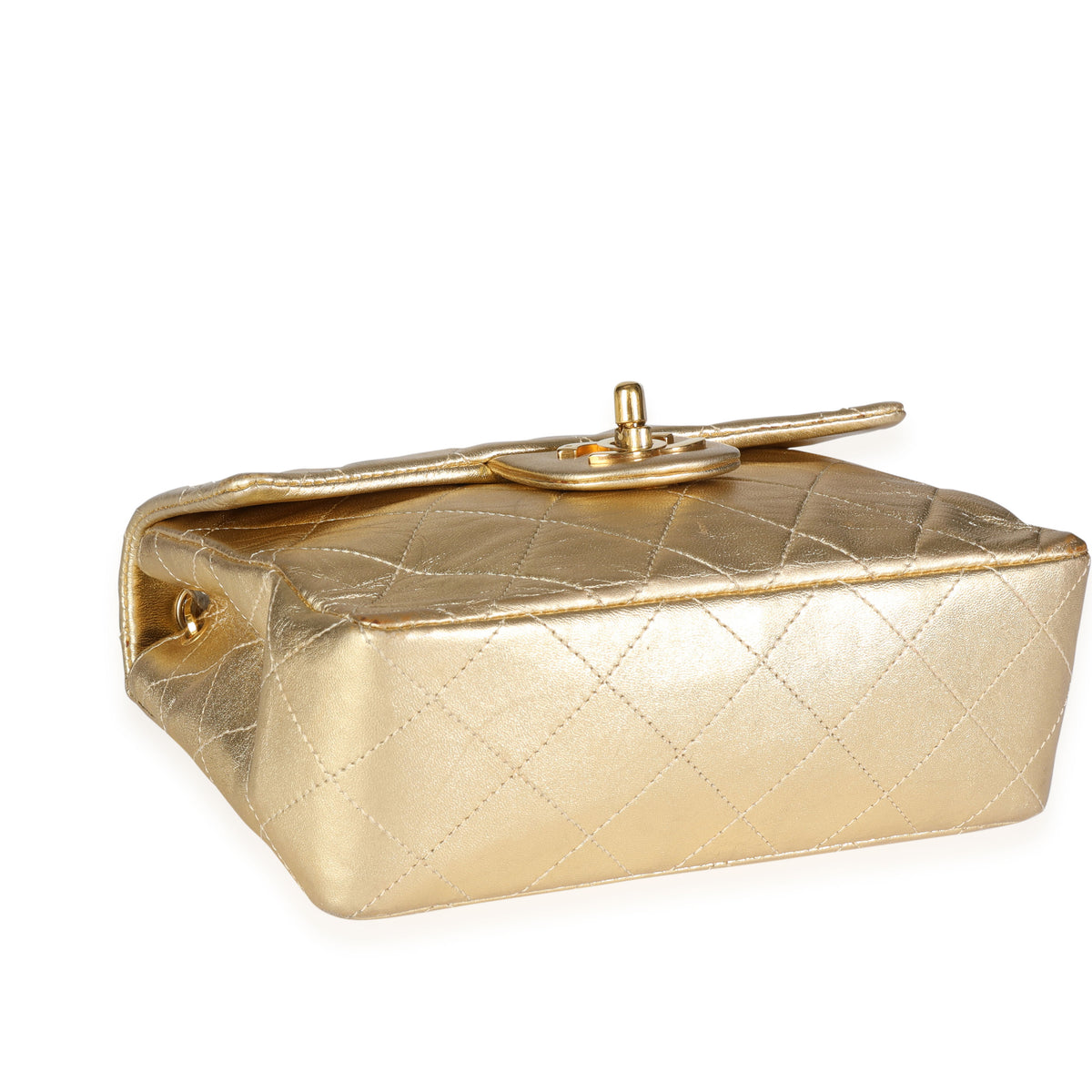 CHANEL VINTAGE MINI GOLD SILVER QUILTED KELLY BAG