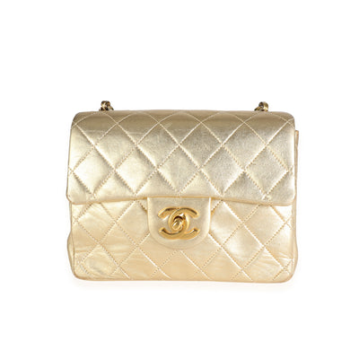 Chanel Vintage Gold Quilted Lambskin Mini Square Flap Bag