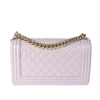 Chanel Purple Quilted Patent Leather Old Medium Boy Bag