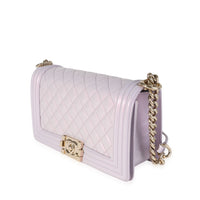 Chanel Purple Quilted Patent Leather Old Medium Boy Bag