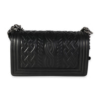 Chanel Black Chain-Quilted Lambskin Old Medium Boy Bag