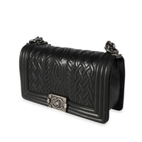 Chanel Black Chain-Quilted Lambskin Old Medium Boy Bag