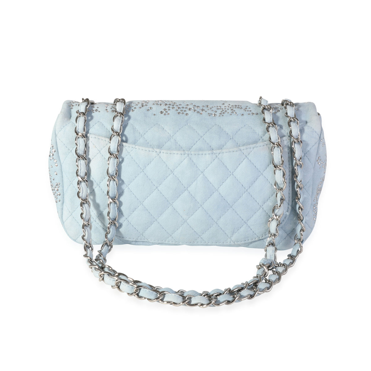Chanel Light Blue Quilted Denim Swarovski Crystal Single Flap Bag, myGemma, QA