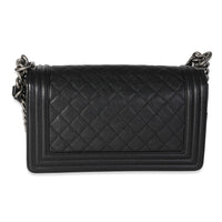Chanel Black Quilted Leather Old Medium Boy Bag