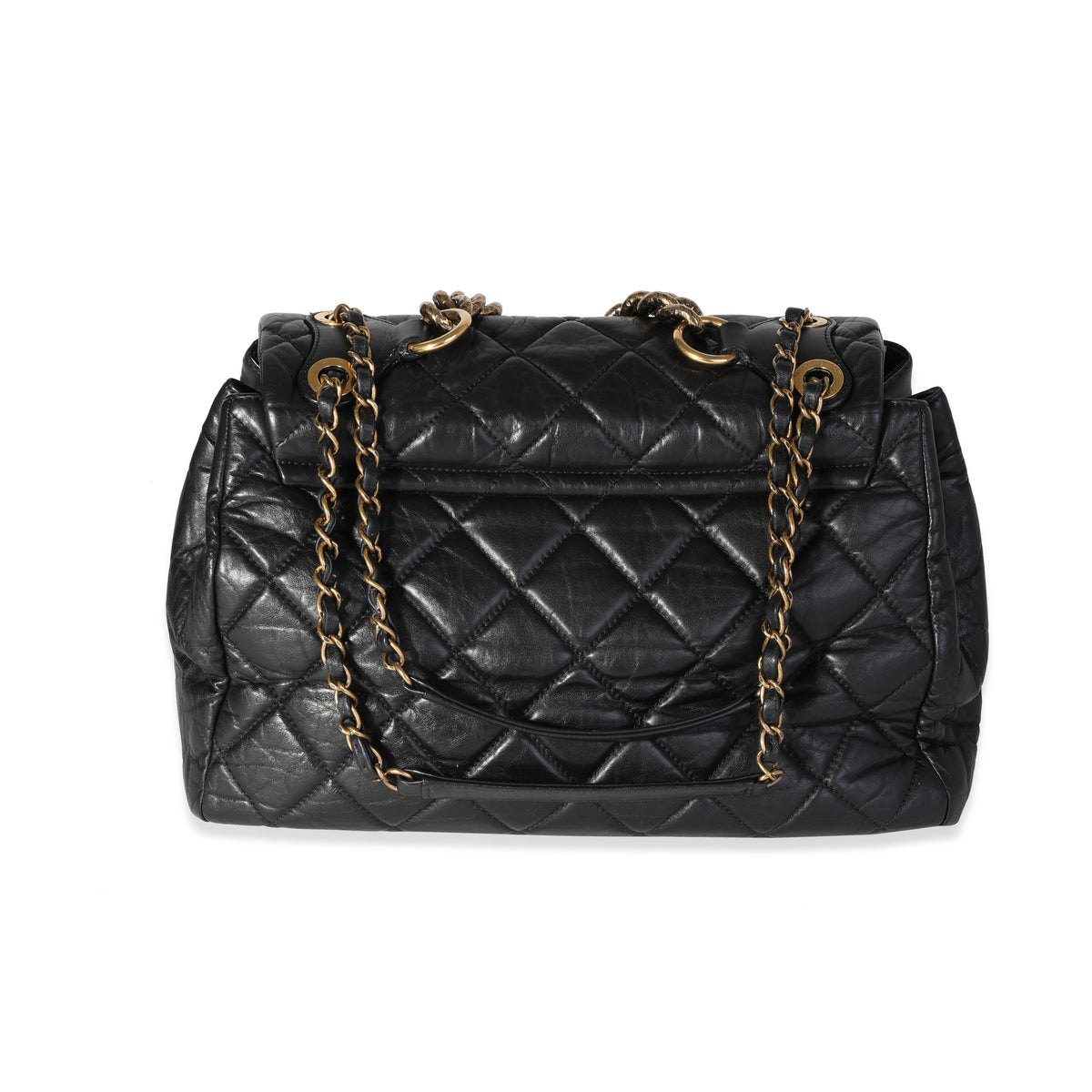Chanel Paris-Bombay Black Aged Quilted Calfskin Pondicherry Flap Bag