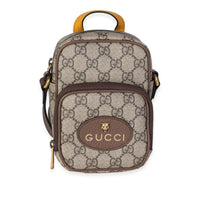 Gucci Brown Leather & GG Supreme Canvas Neo Vintage Mini Crossbody Bag