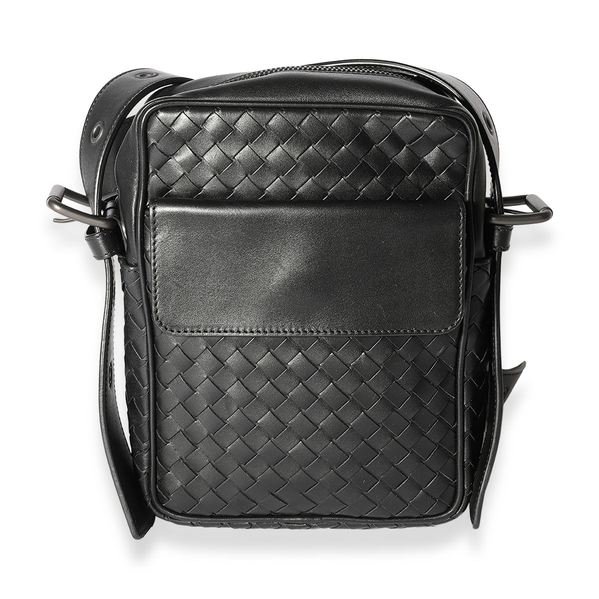 Bottega Veneta Black Intrecciato Leather Crossbody Bag