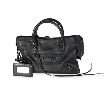 Balenciaga So Black Leather Metallic Edge Small City Bag