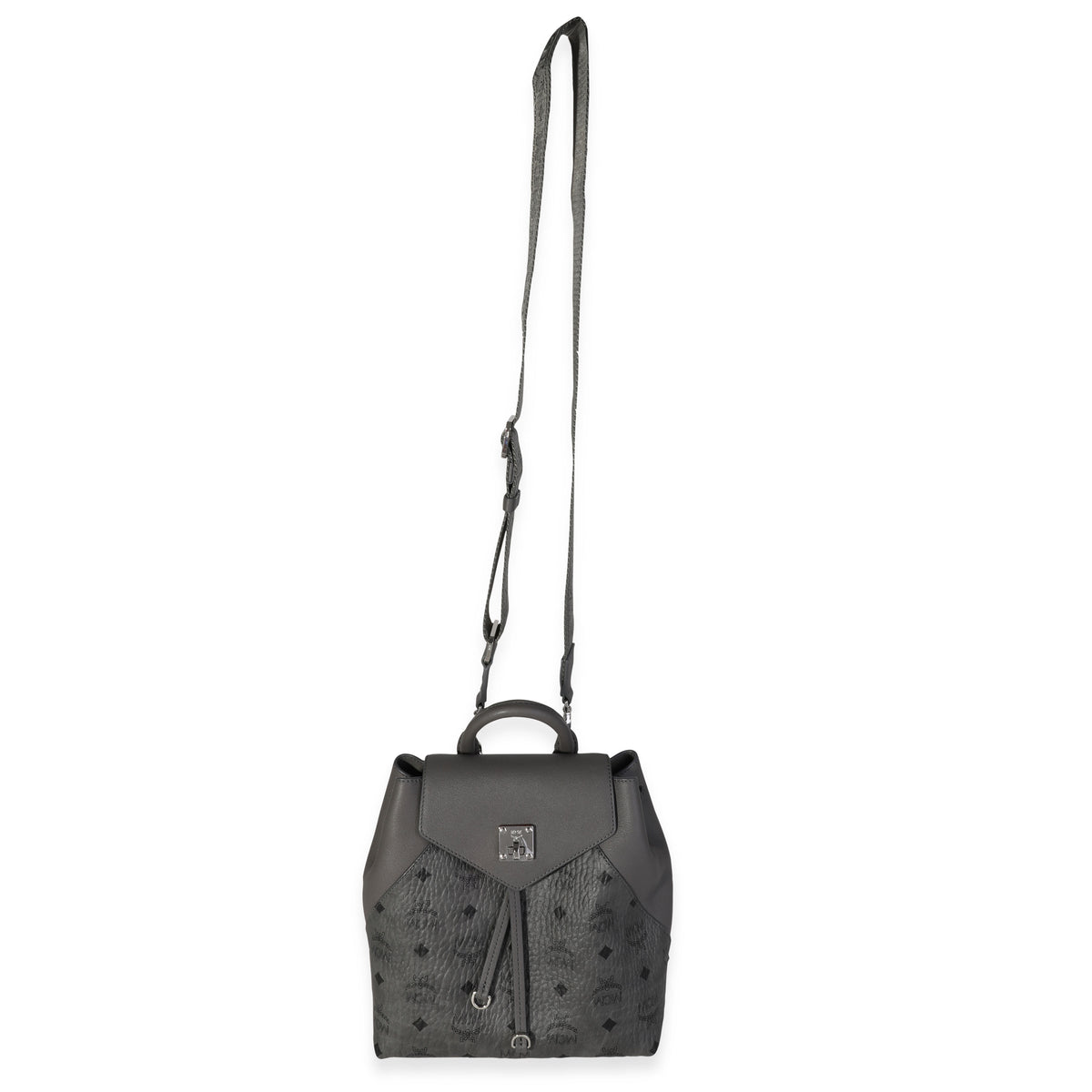 essential mini crossbody backpack in visetos MCM Grey Visetos Essential Leather Small Backpack | myGemma | IT