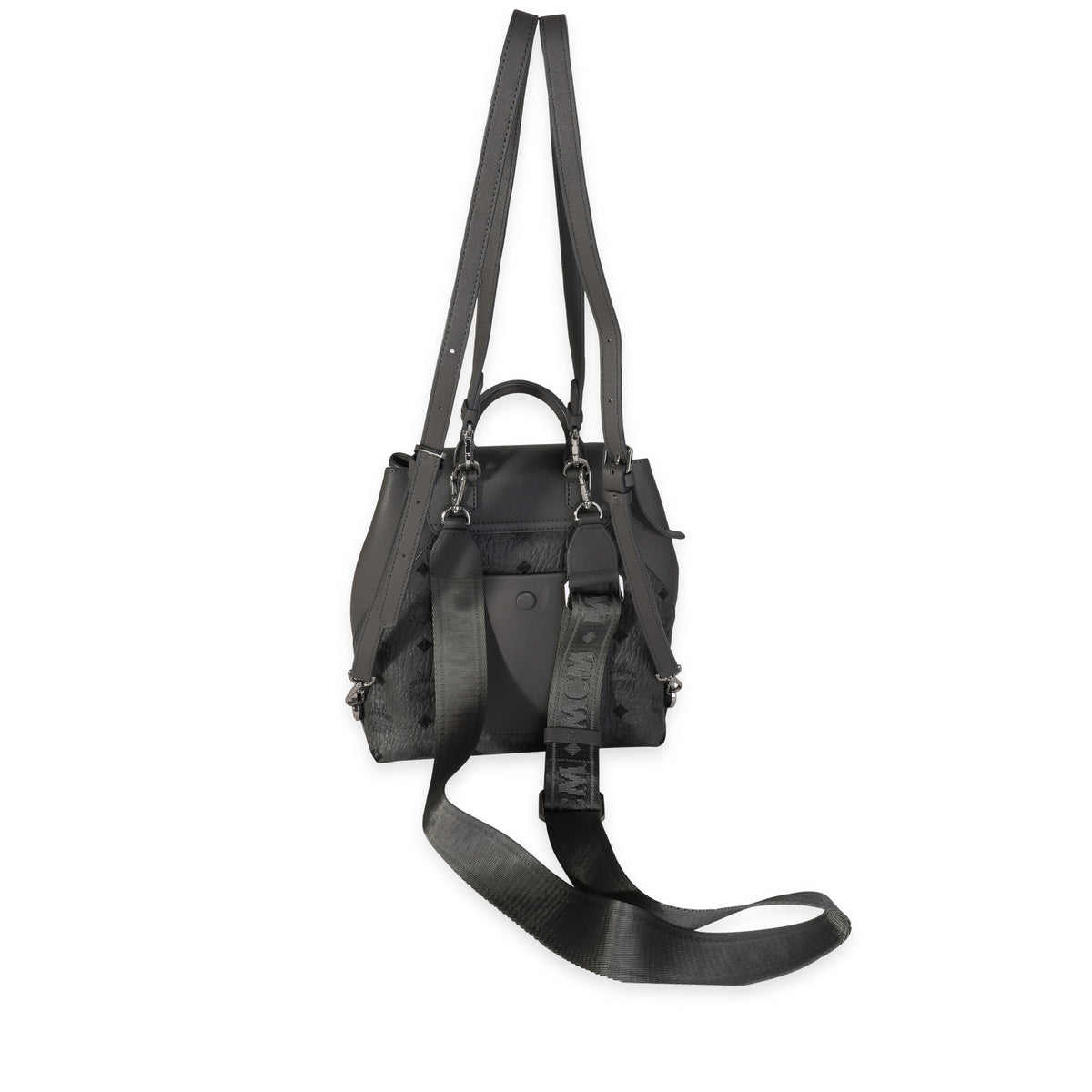 essential mini crossbody backpack in visetos MCM Grey Visetos Essential Leather Small Backpack | myGemma | IT
